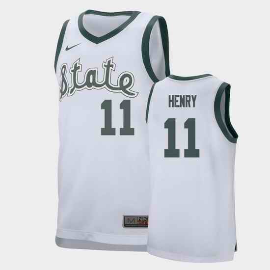 Men Michigan State Spartans Aaron Henry College Basketball White Replica Jersey